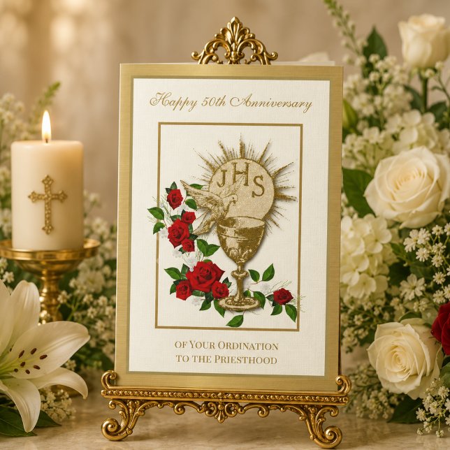 Calice de l'anniversaire d'ordination 50 ans Carte (Créateur téléchargé)