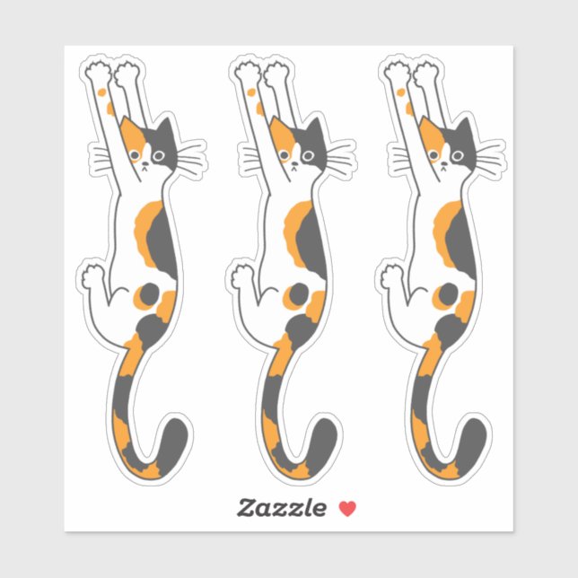 Calico Cat Accroché | Stickers Chat Drôle (Feuille)