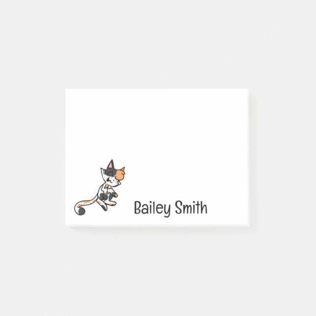 Calico Cat Cartoon Post-It Notes (Devant)