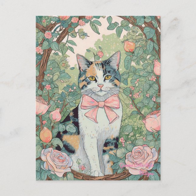 Calico chat avec carte postale (Devant)