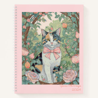 Calico chat dans le jardin Carnet spiral