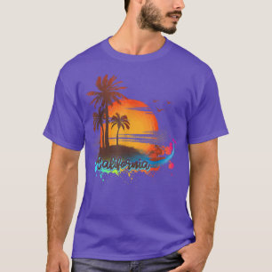 California Beach Summer Palm Trees Sunset T-Shirt