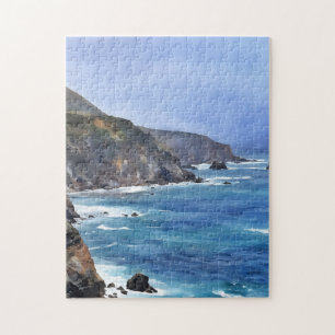 California Coast Ocean Beach Art Puzzle