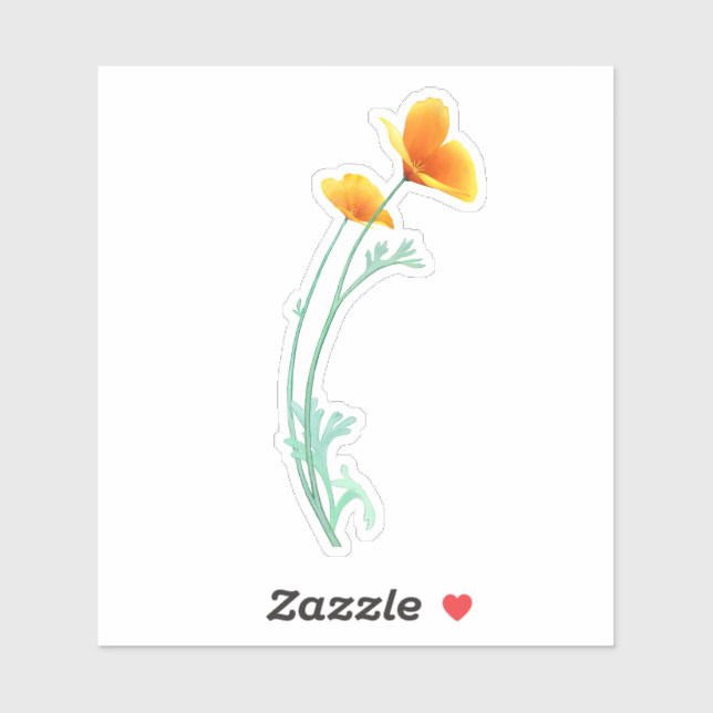 California Poppy Sticker (Feuille)