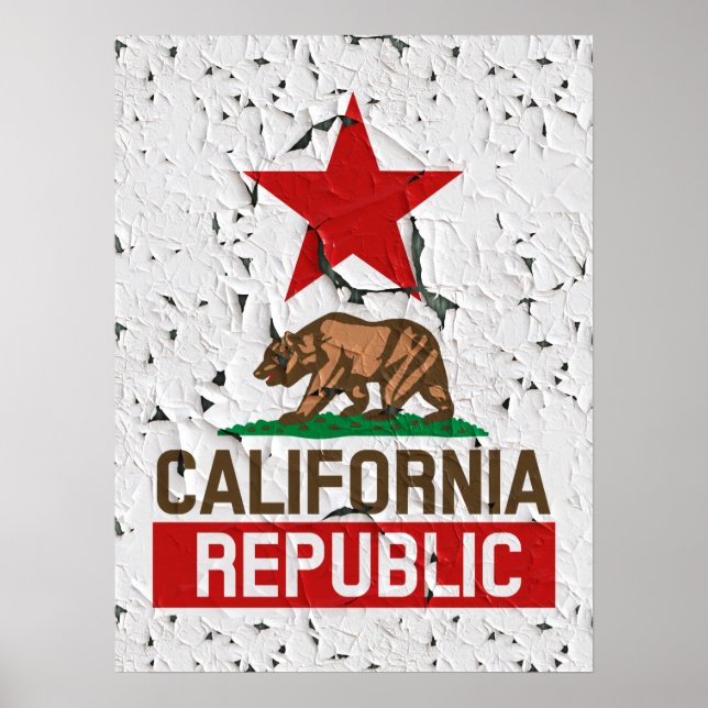 California  Republic Peeling Paint Poster (Devant)