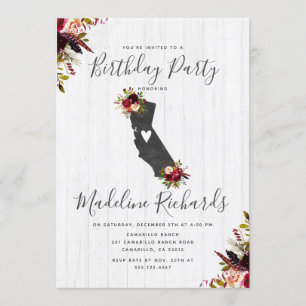 California State Rustic Birthday Party Invitation