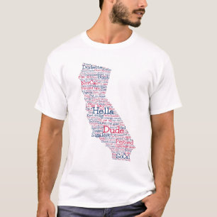 California USA Slang Word Art Map T-shirt