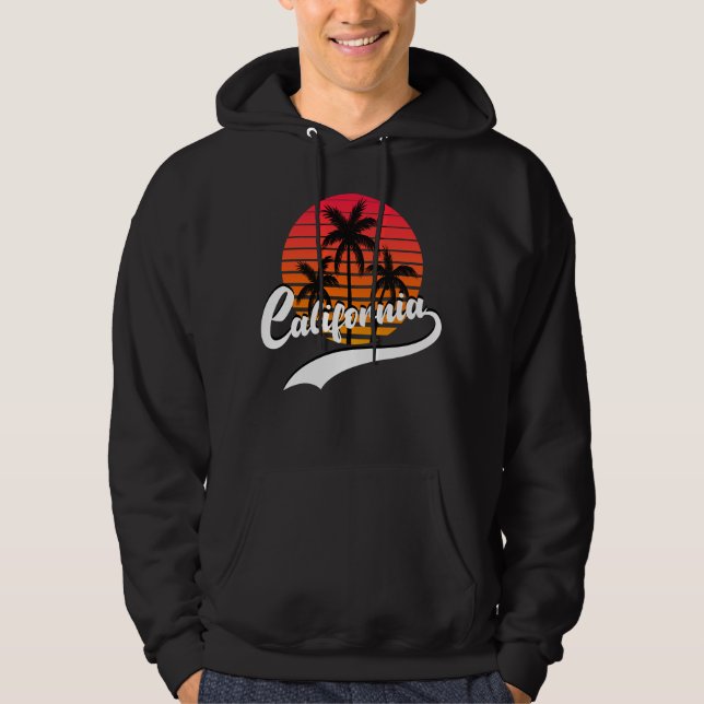 Californie Black Retro Sunset Sweat - shirt à capu (Devant)