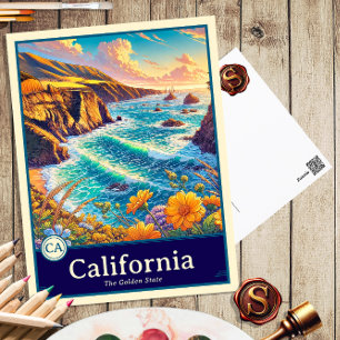Californie Carte postale ombragée style Anime