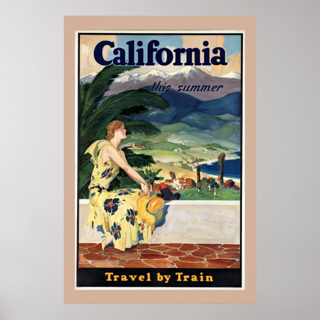 Californie, États-Unis, affiche Vintage voyage (Devant)
