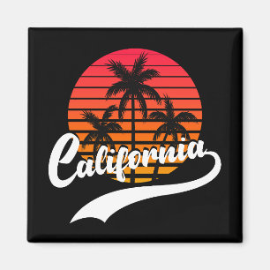 Californie Retro Sunset Et Palmiers Magnet