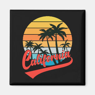 Californie Retro Sunset Et Palmiers Magnet