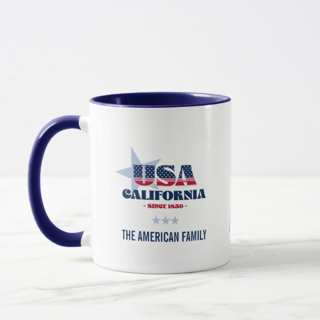 Californie USA 1850 Blue Star Mug personnalisée (Gauche)