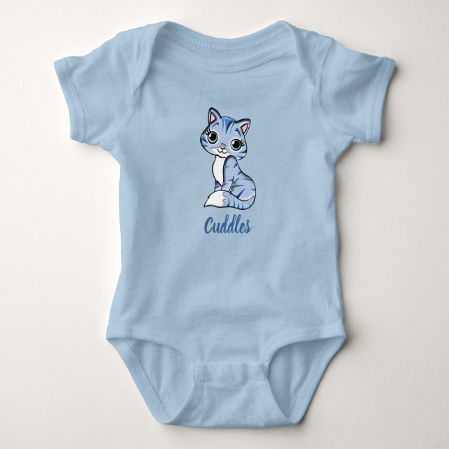 Câlins body bleu pour bébé chaton (Devant)