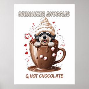 Câlins de Schnauzer & Chocolat Chaud – Affiche Sai
