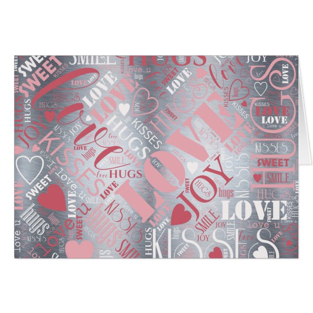Câlins et baisers Nuage de mots Rose/Argent ID286 (Devant horizontal)