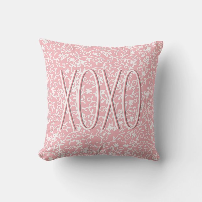 Câlins et baisers XOXO Coussin jeté rose (Recto)