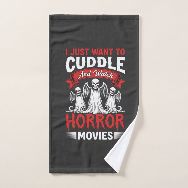 Câlins et films d'horreur Squelette Halloween  (Serviette à main)