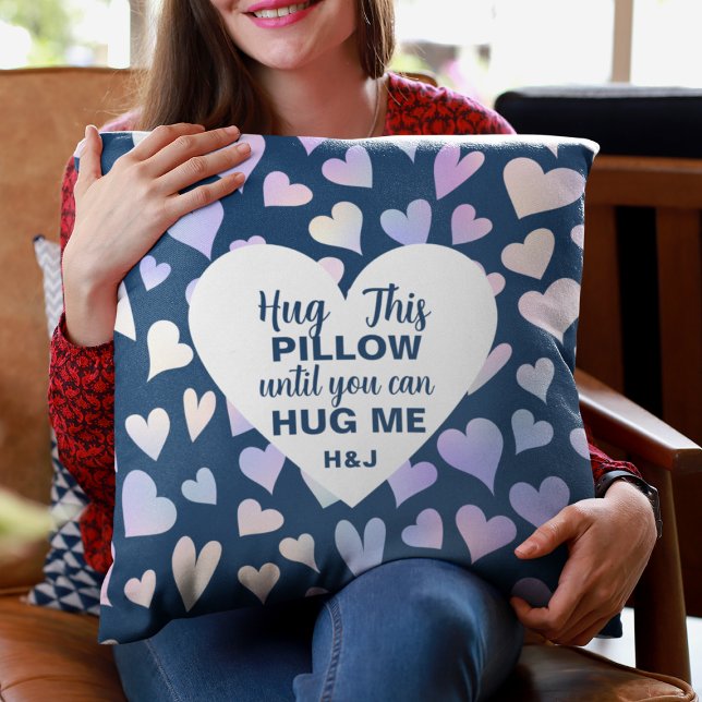 Câlins personnalisés avec ce coussin jusqu'à ce qu (Custom Navy Hug This Pillow Until You Can Hug Me
)