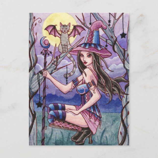 Calista - Carte postale Sorcière Halloween (Devant)