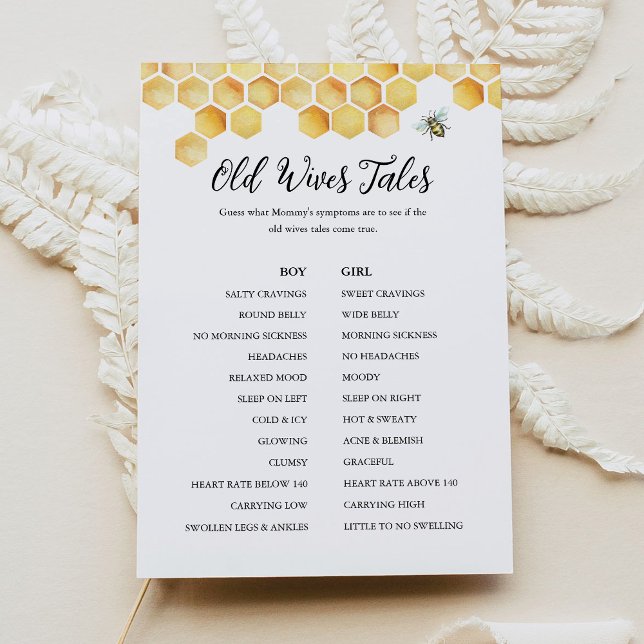CALLA Bee Old Wives Tales Baby shower Carte de jeu (Créateur téléchargé)