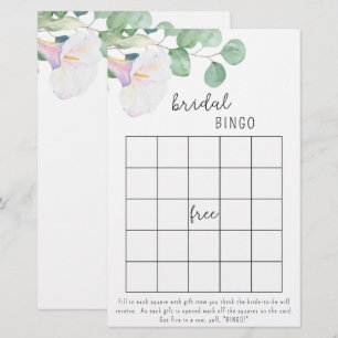 Calla et eucalyptus - jeu de bingo de douche nupti