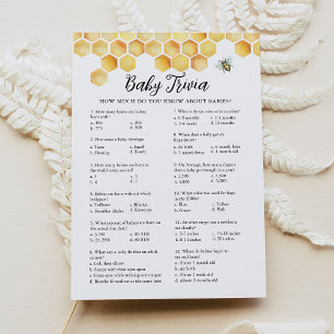 CALLA Honey Bee Baby Trivia Baby shower Carte de j