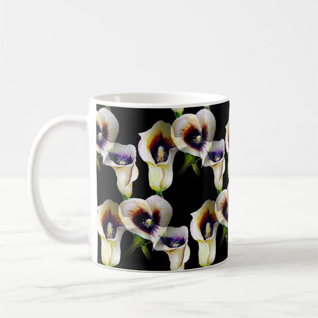 Calla Lilies Aquarelle Mug - Art Floral Élégant (Gauche)