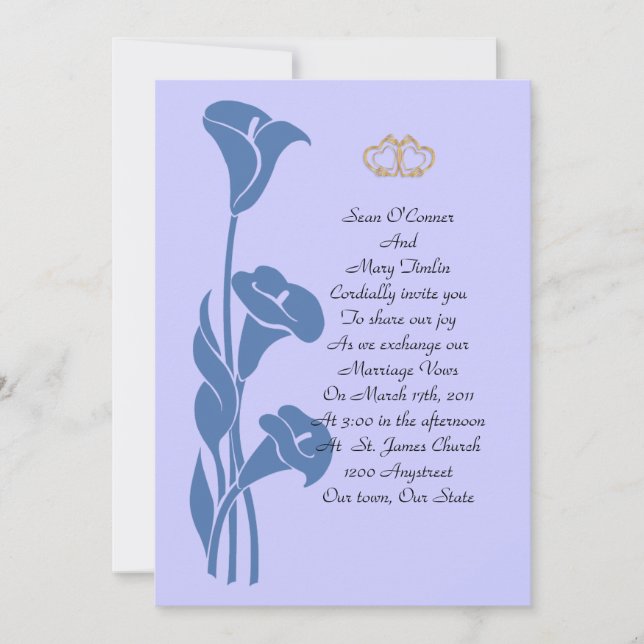 Calla Lily Blue Invitation (Devant)