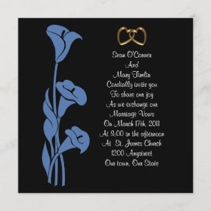 Calla Lily Blue sur invitation noire