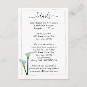 Calla Lily - Carte Détails du Mariage