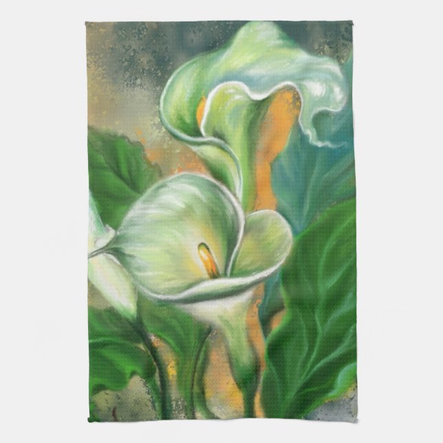 Calla Lily Cuisine Fleur Serviette Peinture (Vertical)