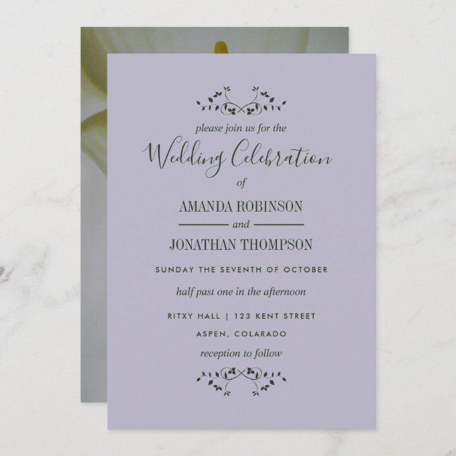 Calla Lily Faire-part de mariage Floral (Devant / Derrière)