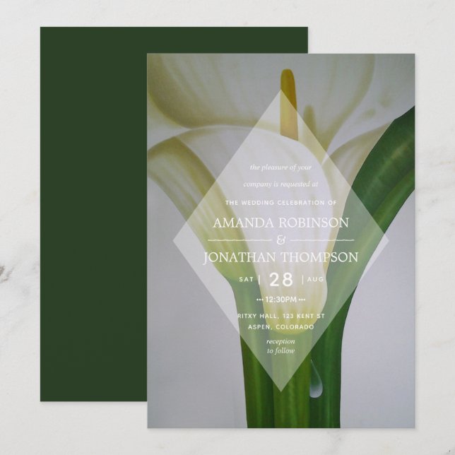 Calla Lily Floral Printemps Invitation de mariage (Devant / Derrière)
