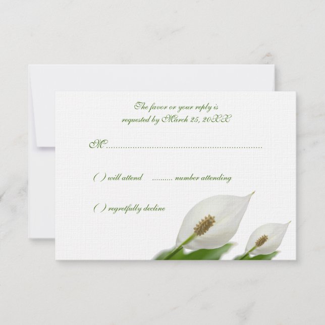 Calla Lily Flowers White Mariage Cartes de réponse (Devant)