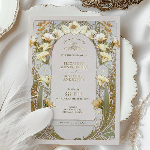 Calla Lily Gold Foil Faire-part de mariage par Muc