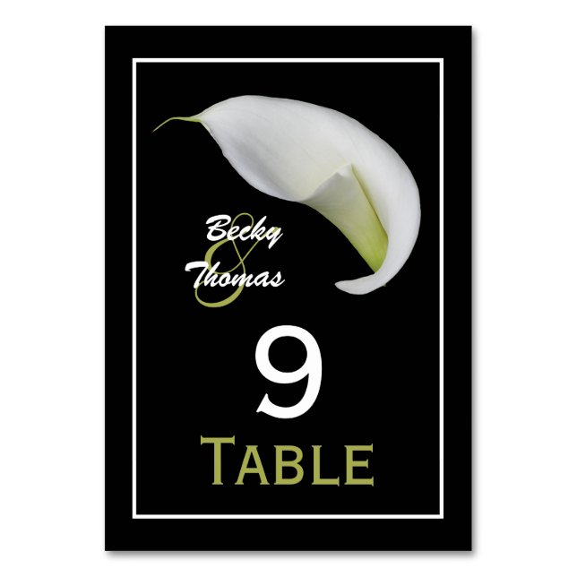 Calla Lily Mariage Numéro de tableau Cartes (Par défaut)