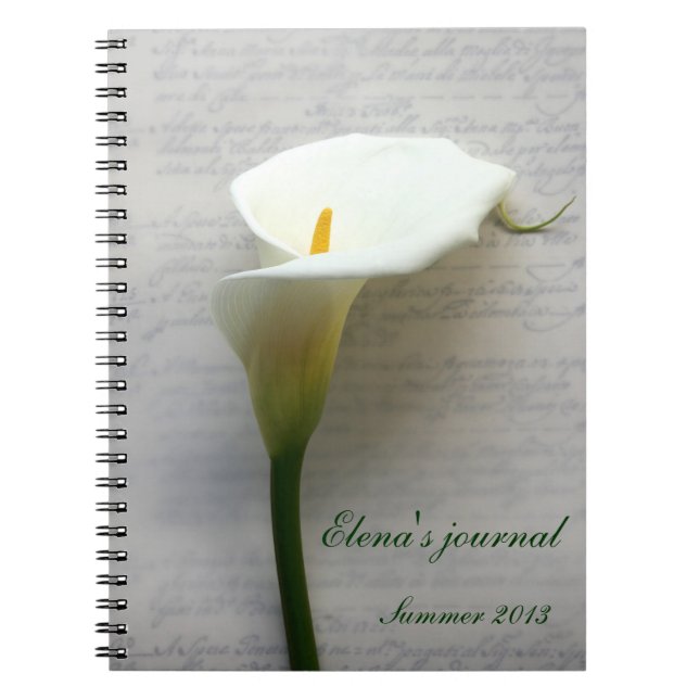 calla lily sur le carnet de journal d'écriture man (Devant)