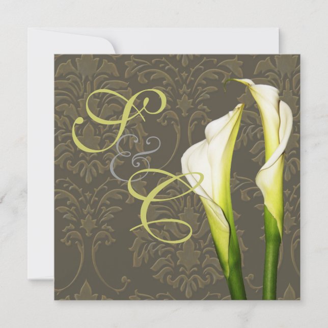Calla lys sur damas, invitation de mariage (Devant)