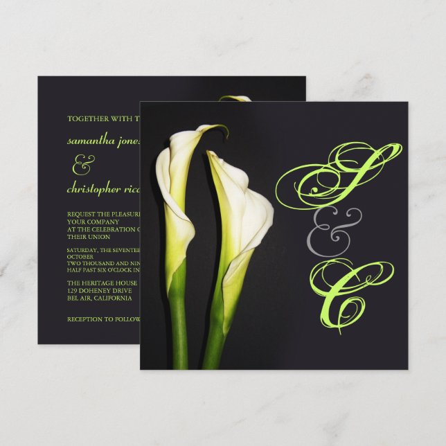 CALLA MENTION DES INVITATIONS DE MARIAGE/ARRIÈRE - (Devant / Derrière)