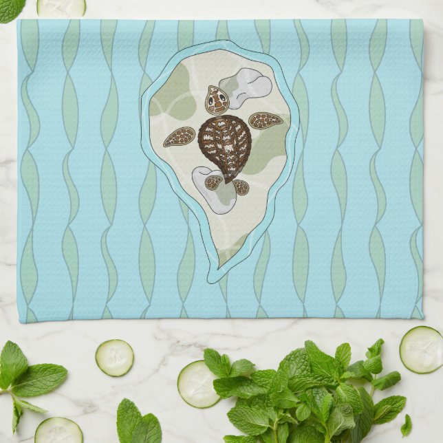 Callie la tortue de mer serviette de cuisine (Plié)