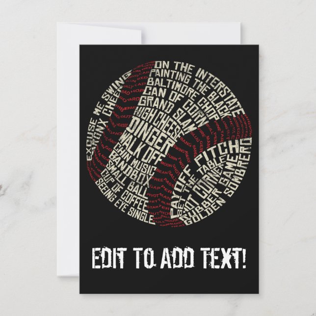 Calligramme des mots de baseball (Devant)