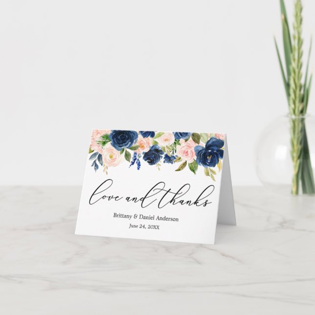 Calligraphie Aimer Merci Blue Rose Floral Note (Devant)