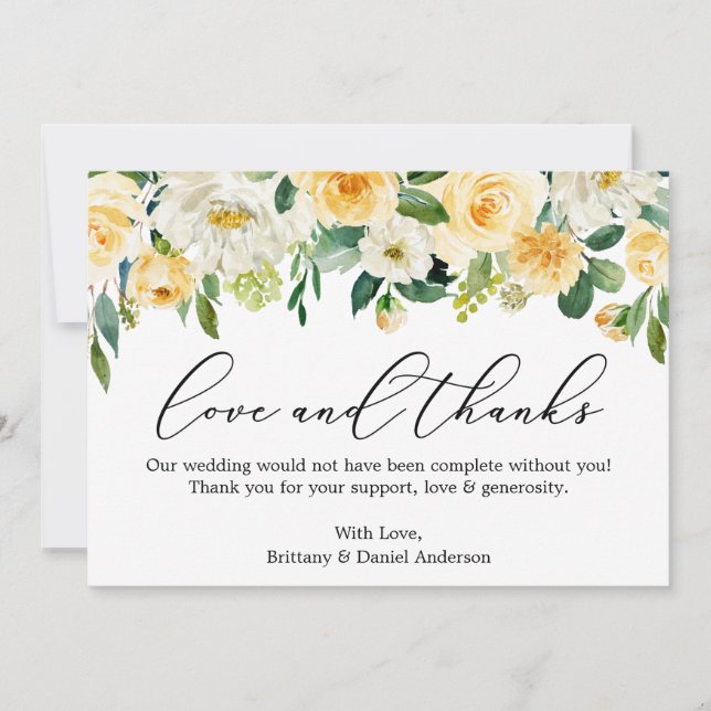 Calligraphie Aimer Merci Jaune Blanc Floral (Devant)