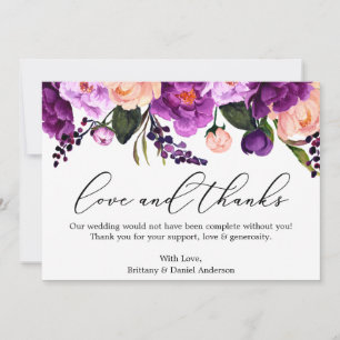 Calligraphie Amour Merci Violet Violet Floral