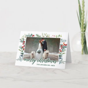 Calligraphie Aquarelle Vert Carte de Noël