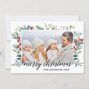 Calligraphie Aquarelle Vert Carte de Noël