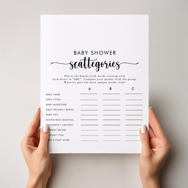 Calligraphie Baby shower simple Scattegories Jeu (Créateur téléchargé)