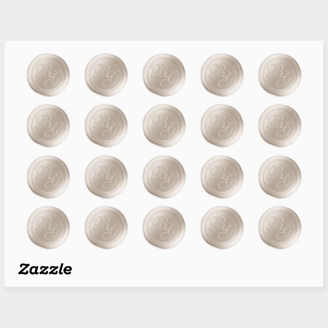 Calligraphie beige Monogramme Stickers cire (Feuille)