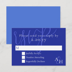 Calligraphie bleu foncé Mariage carte RSVP